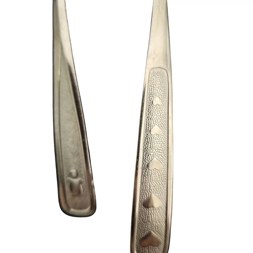 Vintage Munchkin & The First Years Baby Spoons Stainless‎ Pink Hearts Blue Set